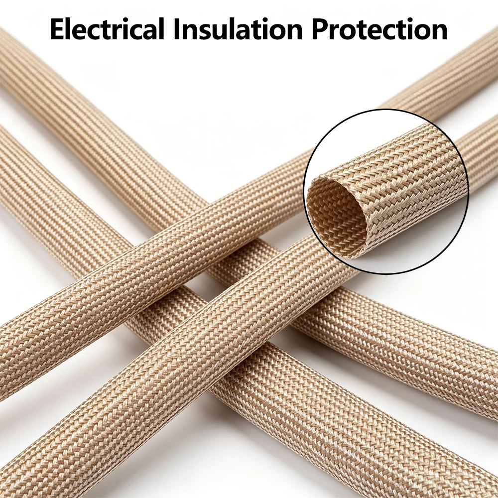 800 Deg.C Braided Fiberglass Sleeving 1~30mm Chemical Resistant High Temp Insulation Tube Auto Wiring Sleeve