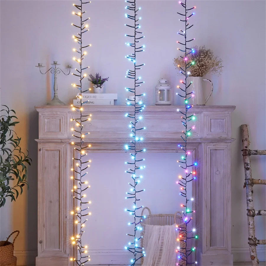 Thrisdar 6 IN1 Christmas Icicle Lights Outdoor Meteor Shower Rain Light Waterfall String Light Firecracker Icicle Light