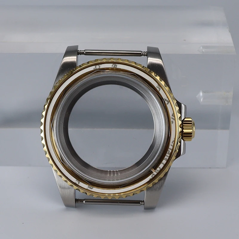 

40mm Silver Gold Watch Case Sapphire Glass 120 clicks For NH34 NH35 NH36 NH38 4R36 Miyota 8215 ETA 2824 Movement 200M Waterproof
