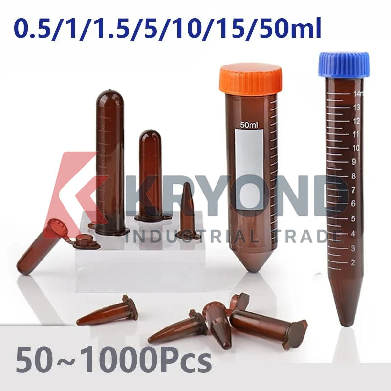 Experimental Brown Centrifuge Tube EP Plastic Tube 0.5/1.5/2/10/15/50ml 50~1000pcs Original Product