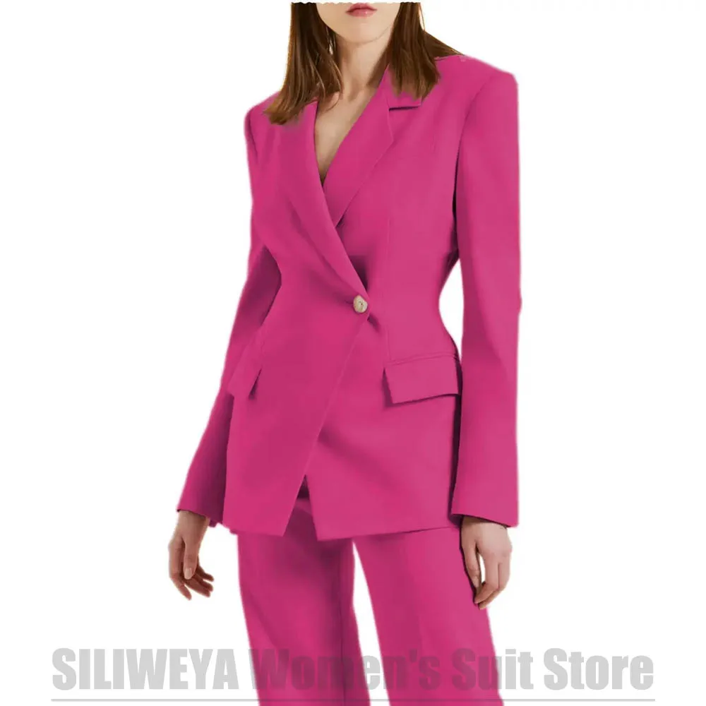 

Fashion Women's Suit Notch Lapel One Button Outfit Formal Office Stylish Party Prom Long Sleeves Solid Color Suits Two Piece