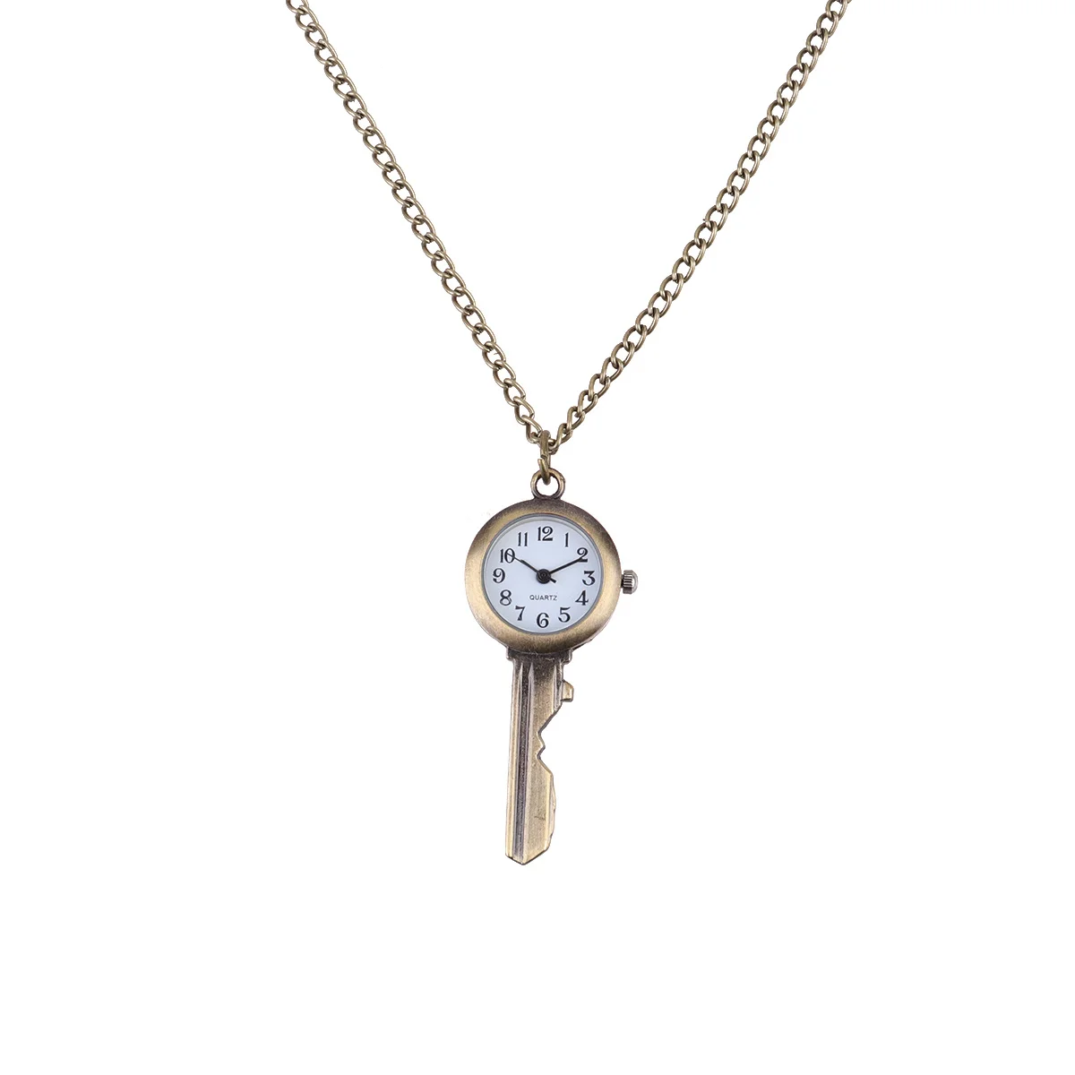 1 قطعة ساعة معلقة ريترو دائم كوارتز مفتاح شكل سلسلة المحمولة ساعة الجيب النمط الكلاسيكي هدية للطلاب الموظفين الأسرة #1