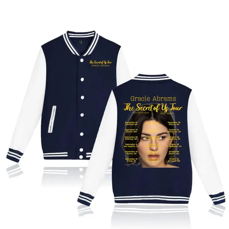 Gracie Abrams The Secret of Us Tour Jacket Women Men Vintage Fashion Long Sleeved Jacket Trend Casual Baseball Uniform