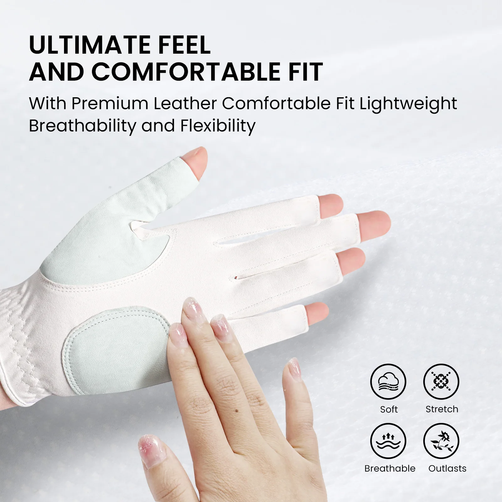 All Weather Grip Nail Golf Gloves Women Left Hand 1 Pack with Ball Marker Half Finger Size XS S M L XL Drop Shipping