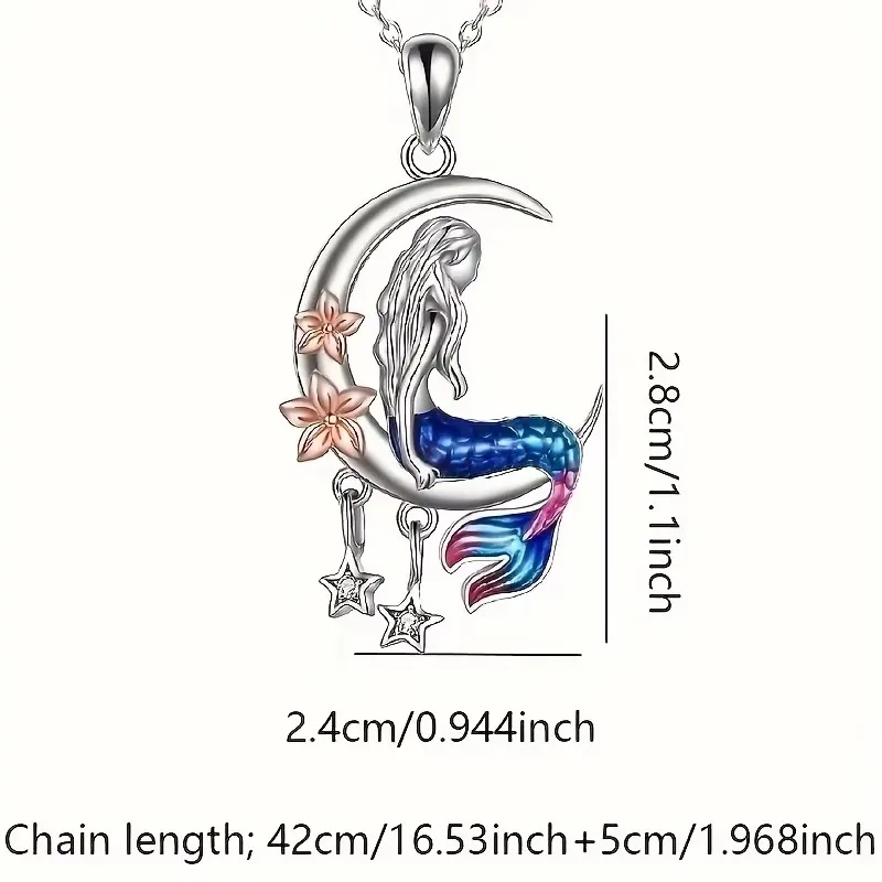 رومانسية زهرة القمر حورية البحر نجمة متعدد الألوان الماس الإناث قلادة أزياء هدية عيد الحب