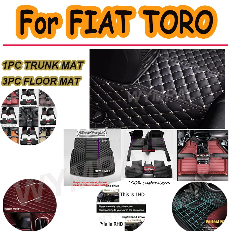 

LUXURY Customized Artificial Leather Car Floor Mat For FIAT TORO 2018 2019 2020 2021 2022