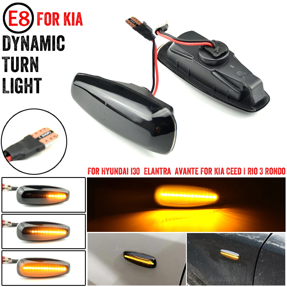 

2pcs Side Marker Flowing Dynamic Sequential Blinker Indicator LED Turn Signal Light For Hyundai i30 Elantra Kia Ceed Rio