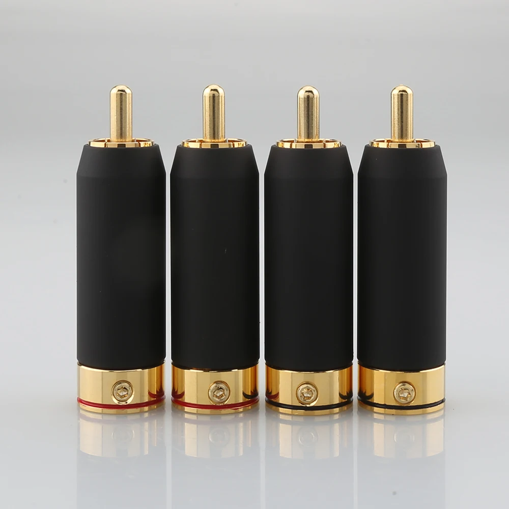 

4Pcs 24K Gold Plated PHONO RCA PLUGS DIY Audio Interconnect Cable Connector