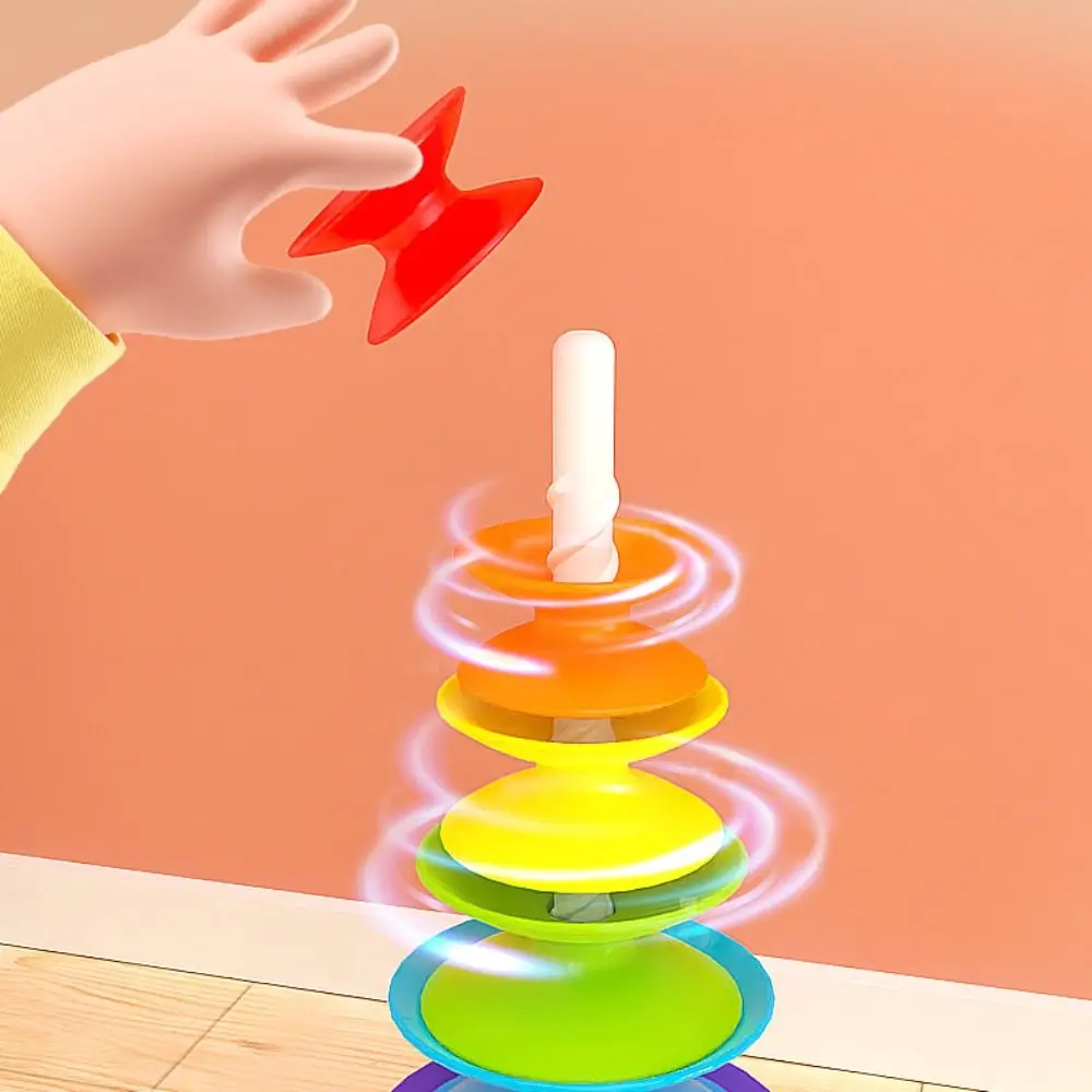 Ferrule Rainbow Stacking Toys Montessori Toy Rainbow Tower Rainbow Revolving Ring Tower Stackable Puzzle