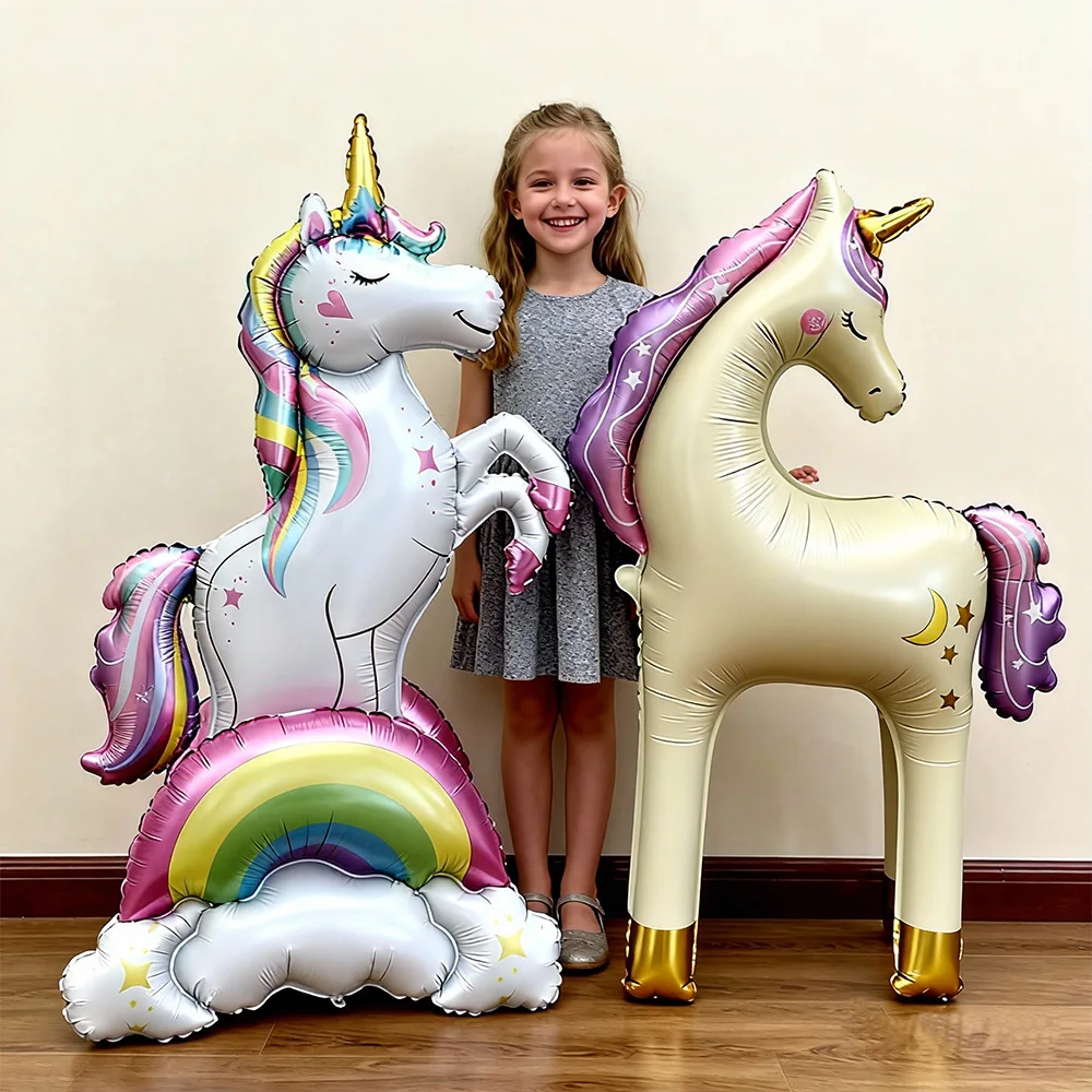 Ballon licorne arc-en-ciel, fournitures de décoration de fête, décoration de fête d'anniversaire, réception-cadeau pour bébé, décor d'anniversaire pour enfants filles