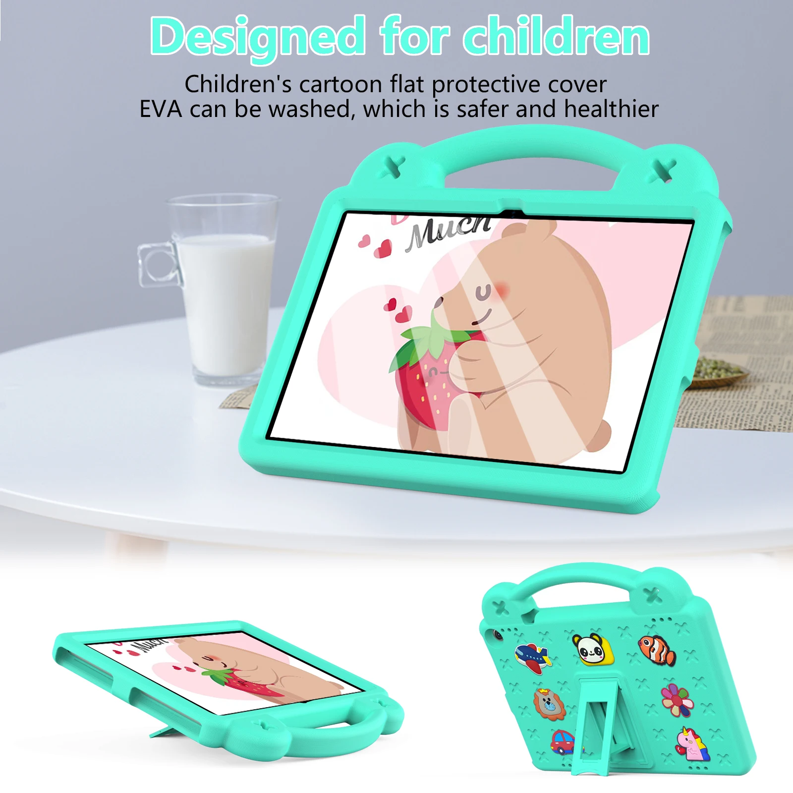 EVA Kickstand Case Universal For Amazon Fire HD 10 Plus 2023 2021 10.1 inch 13th 11th Generation Kids Cute Bear DIY Funda Cover view 4