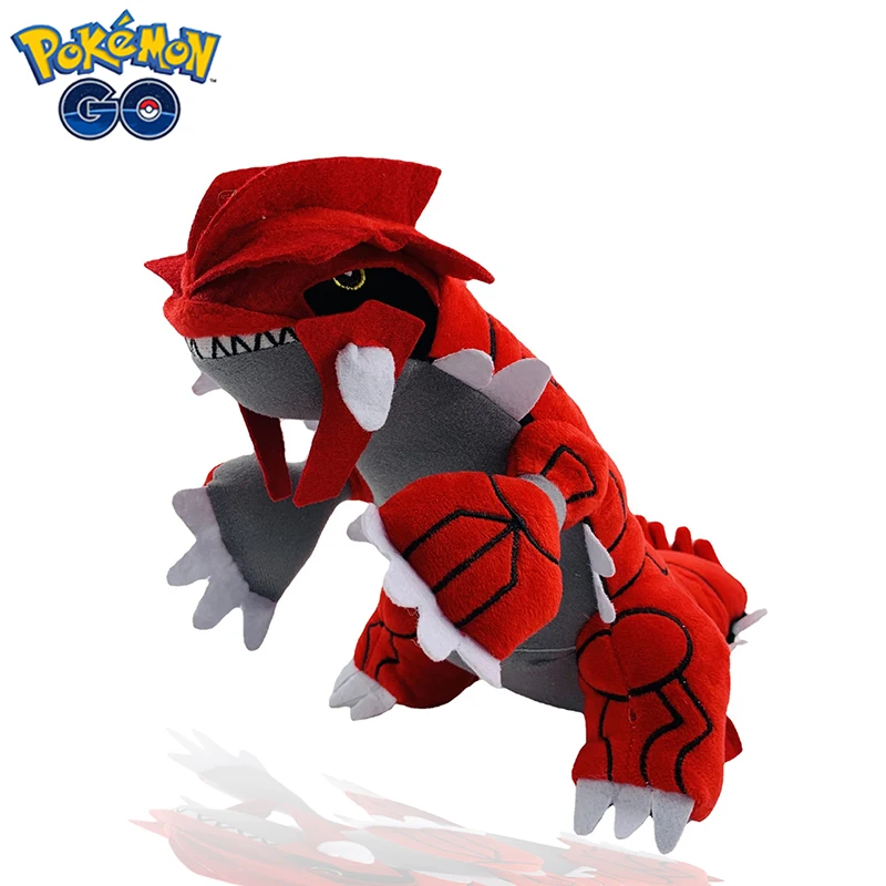 

Плюшевая кукла Pokemon Groudon, японское аниме, красный эльф, плюшевые игрушки, мягкая кавайная кукла-динозавр, мягкая детская игрушка для девочек