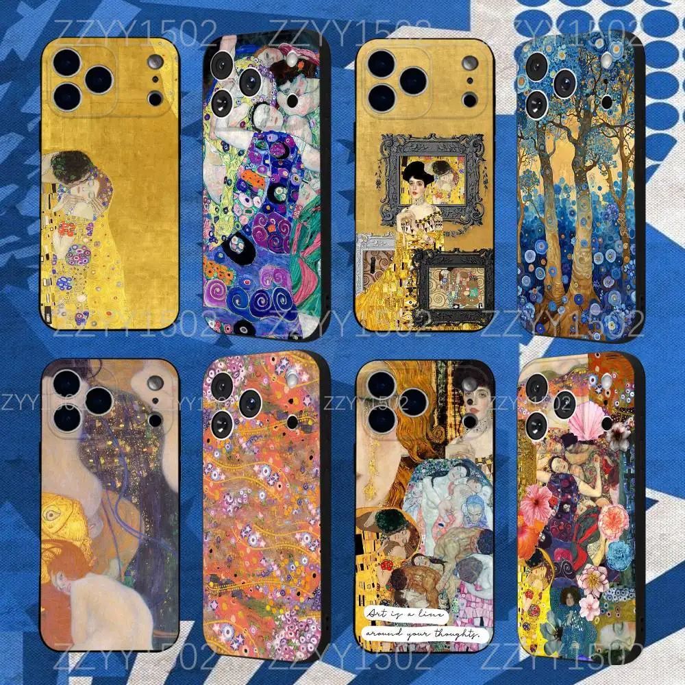 

The Kiss Gustav Klimt ART Phone Case For iPhone 17,16,15,14,13,12,X,XS,8,7,Pro,Max,Plus,E,SE4,Air,Mini Ultra-Thin Funda