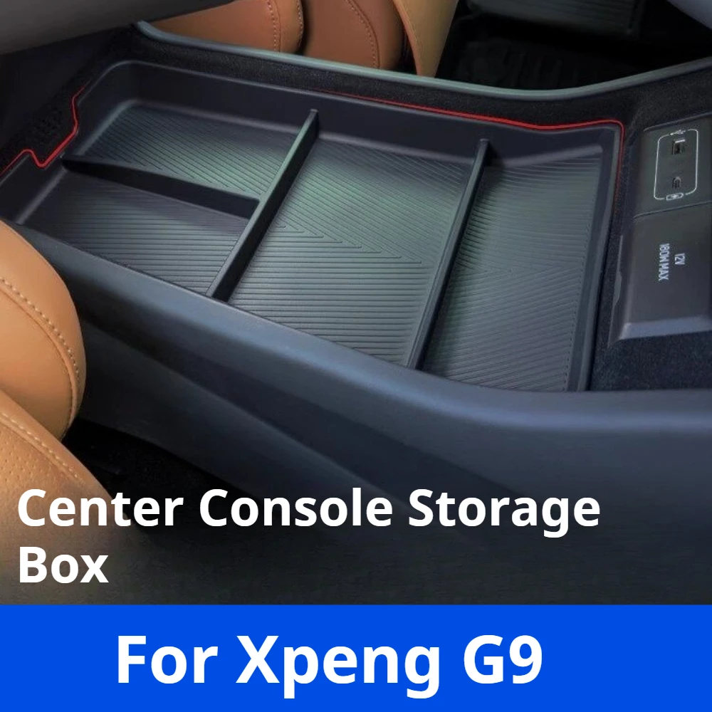 Fit For XPeng G9 Lower Center Console Armrest Storage Box TPE Special Car Interior Organizer Tray Modification Accessories