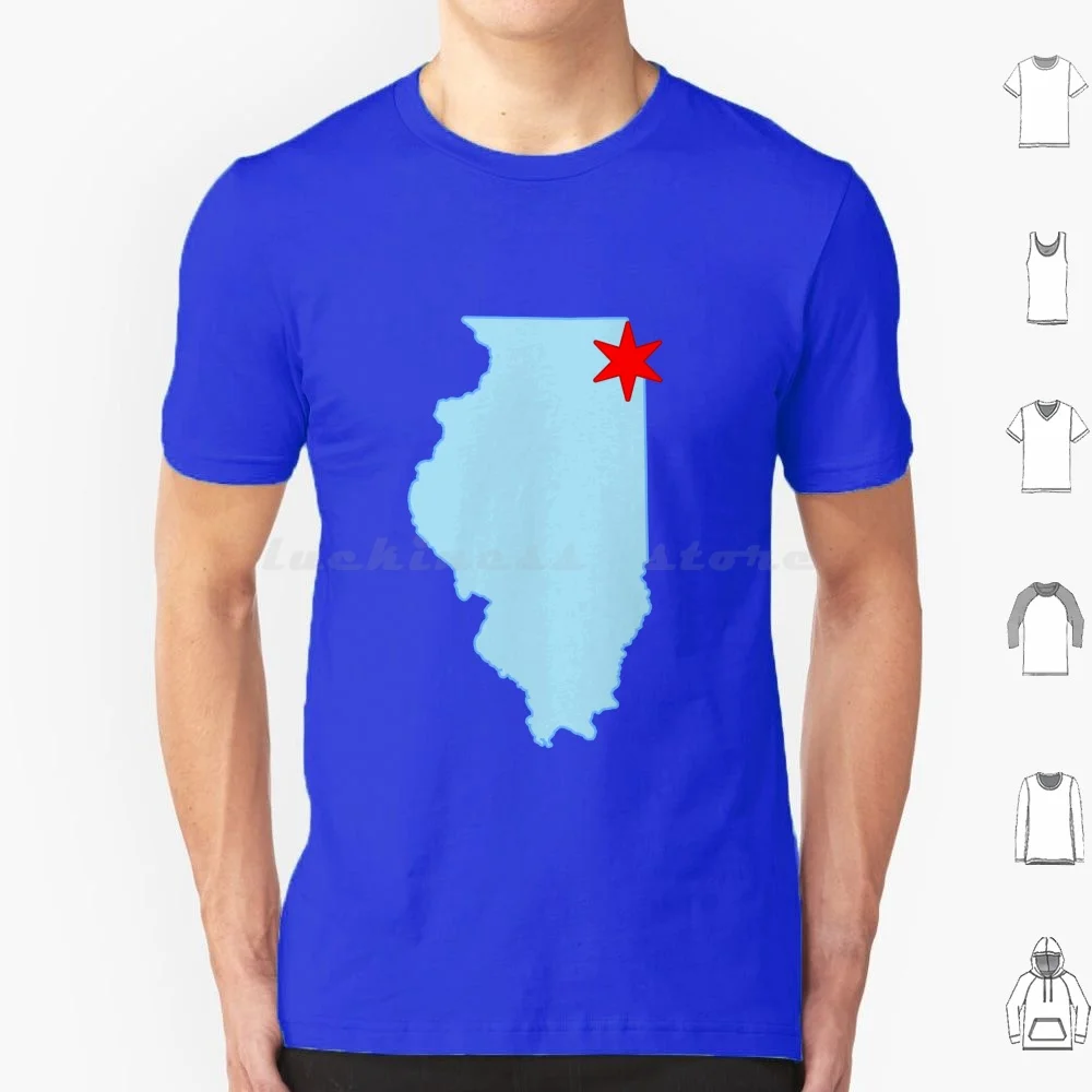 Chicago + Illinois T Shirt Big Size 100% Cotton Chicago Chicagoan Illinois Illinoisan Chicago Flag Chicago Star Chicago Pride