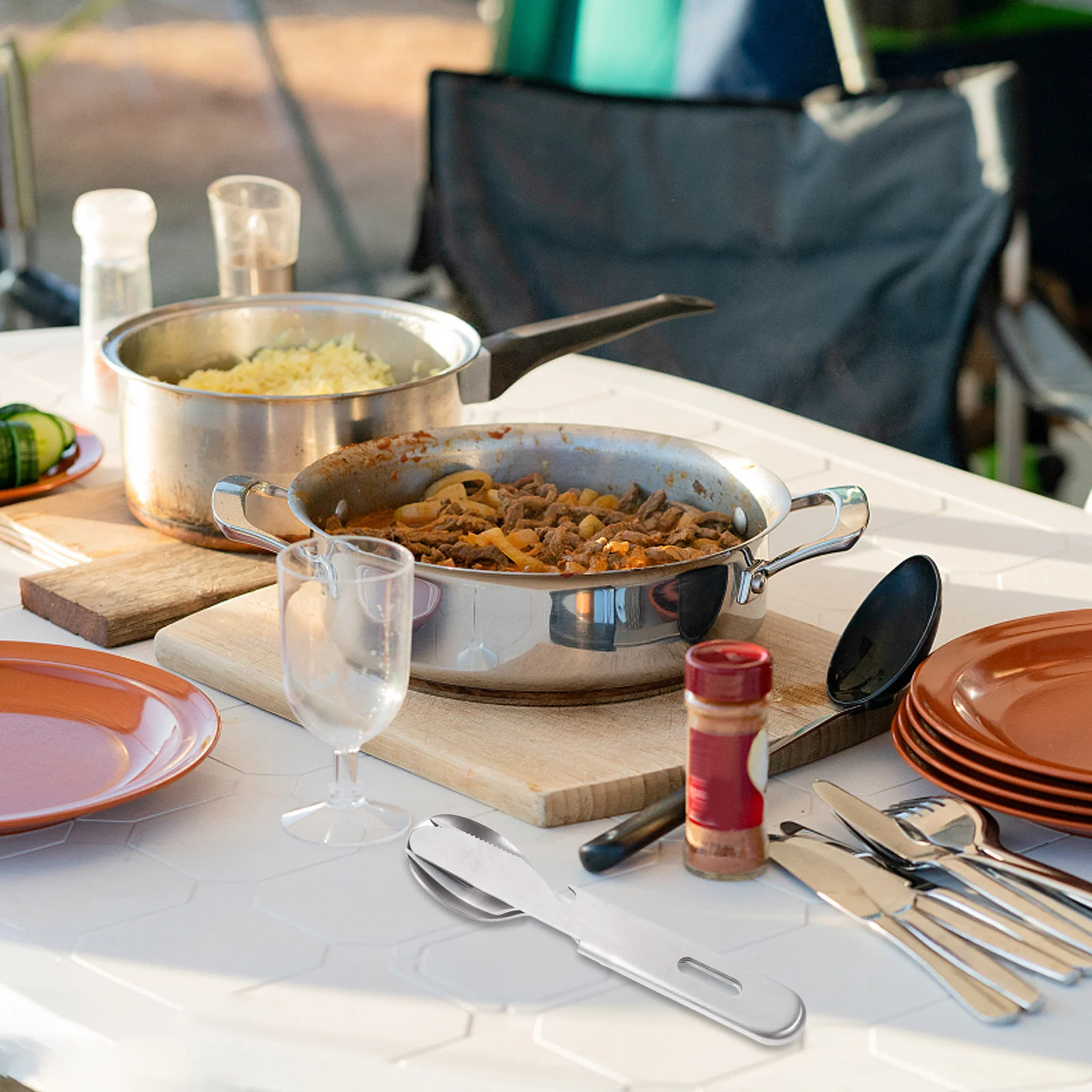 

1 set 1 Set Spoon Fork Cutter Kit Stainless Steel Tableware For Home Hotel Party Camping Dining Kitchen Flatware Serving Set