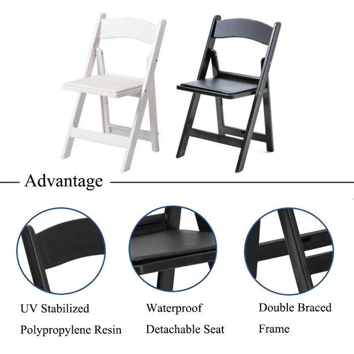 Outdoor Padded White Colors Wedding Banquet Event Foldable Plastic Resin Folding Chairs dinning chair