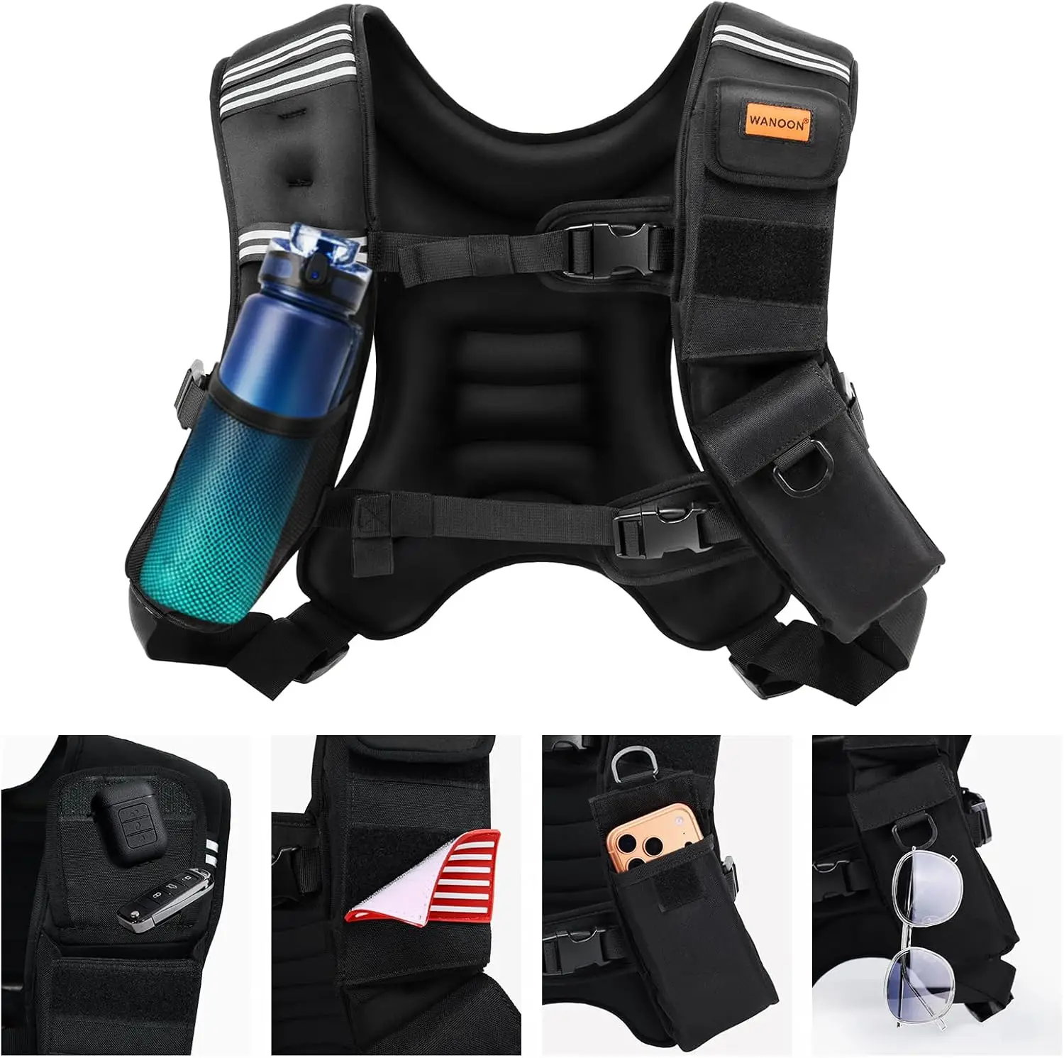 

Weighted Vest for Women & Men, 8-40lb with Phone Pockets & Reflective Strips for Walking, Running, Hiking