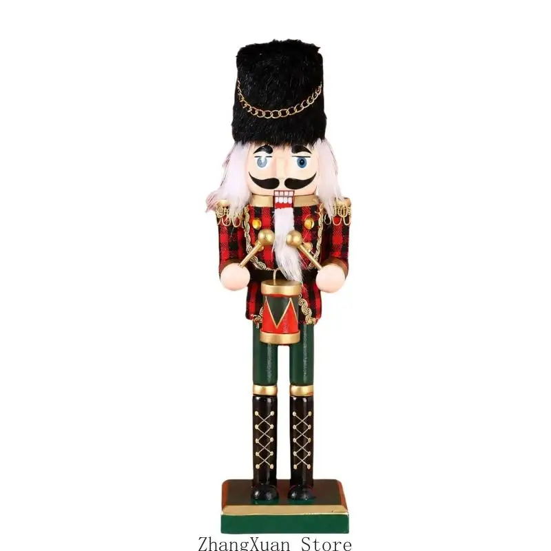 Bunte hölzerne Nussknacker-Soldatenfigur für saisonale Heimdekoration 3XUF – Detail 2