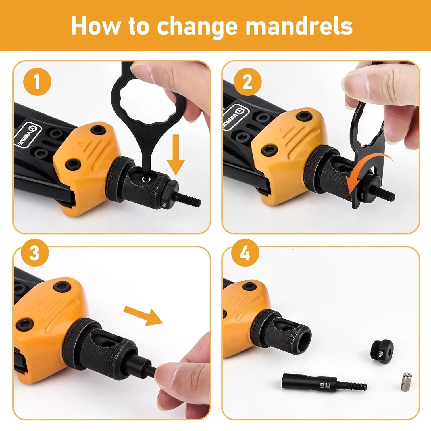 Perangkat Alat Rivet Nut 16' dengan 15 Mandrel Metrik & SAE, 300 Rivet Nut