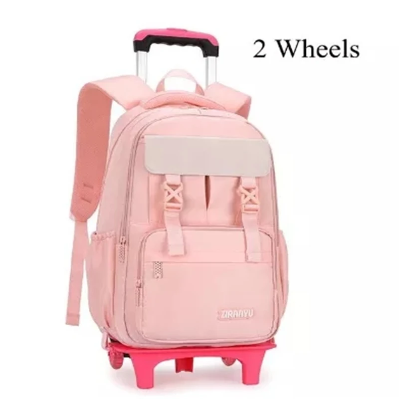 2/6 Wheels High Quality Girls Trolley Backpack Schoolbag with Wheels Orthopedic Bags for Children Schoolbag Rolling Backpack Bag