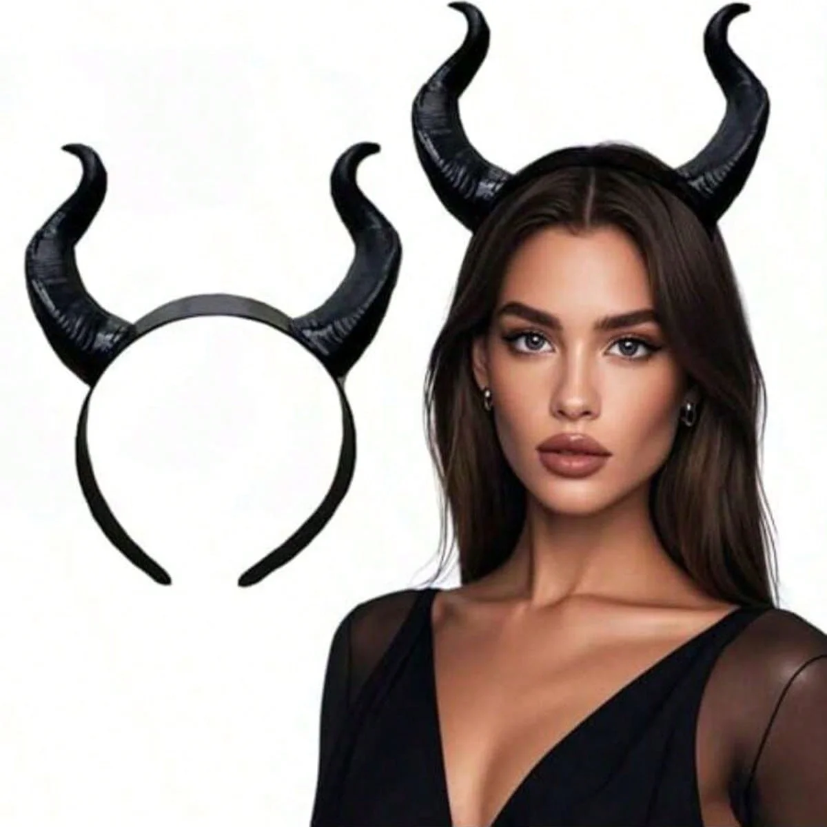 Vintage Solid Color Nonwoven Fabric Ram Horns Devil Horns Headband, Halloween Costume Prop, Role Play, Masquerade