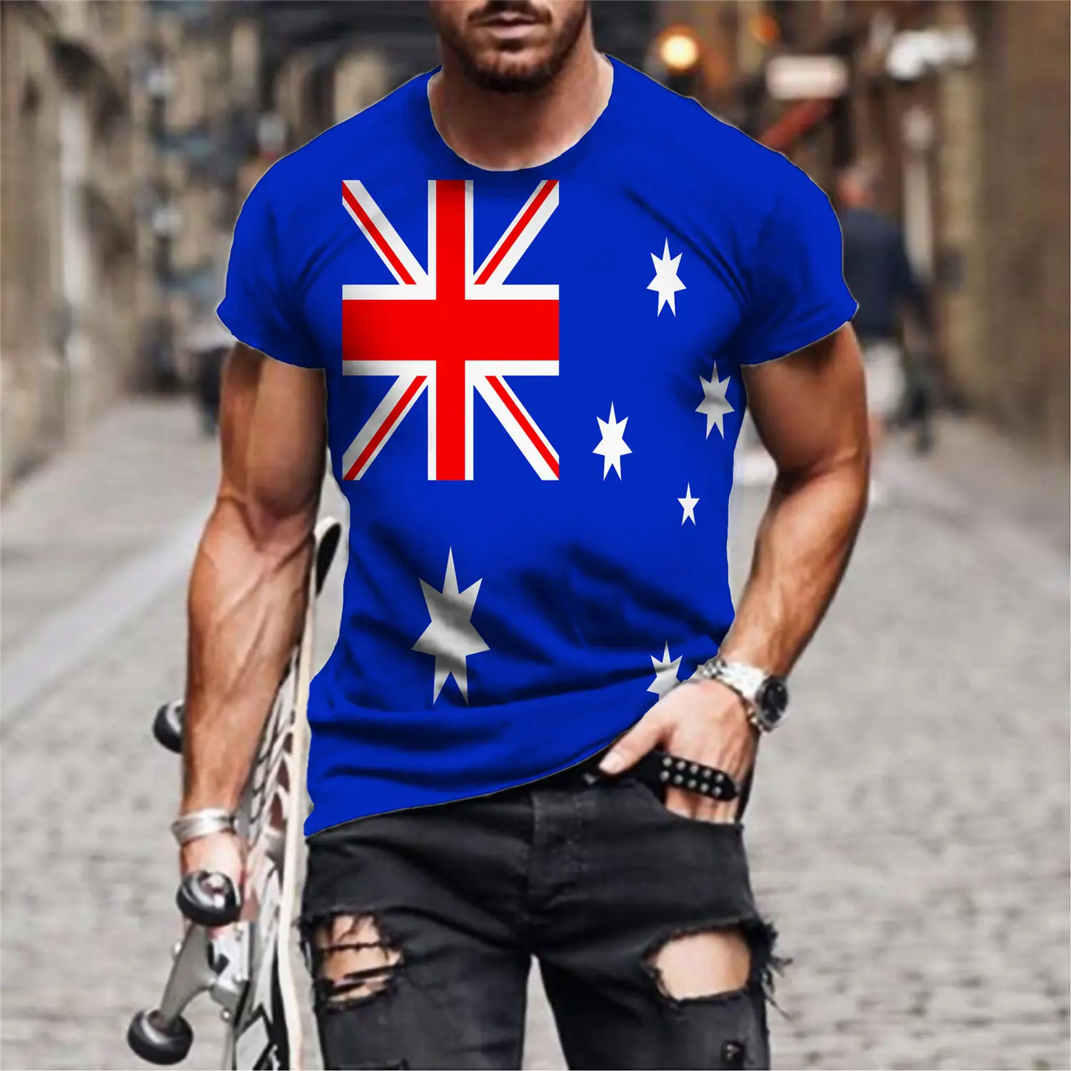 2022 Men\'s Fashion T-shirt Australia Flag Print T-shirt Summer Streetwear Cool Clothing Tshirt Men