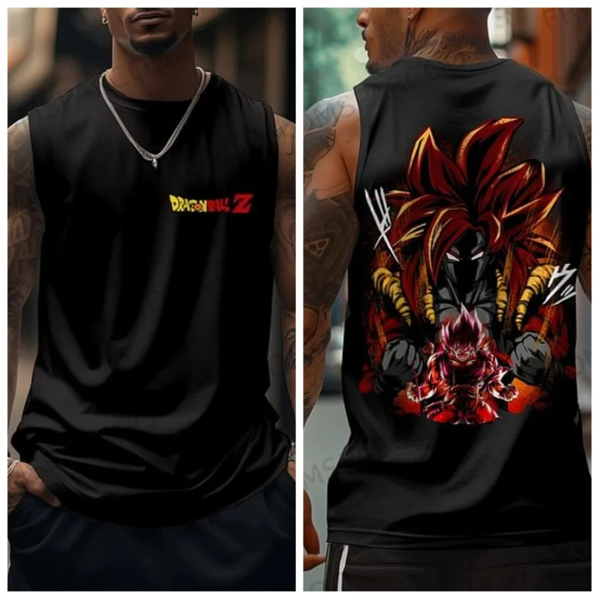 

Dragon Ball Anime Muscle Tank Top Men Sleeveless Shirt Streetwear Summer Graphic Print Casual Workout Vest Top Popular Style