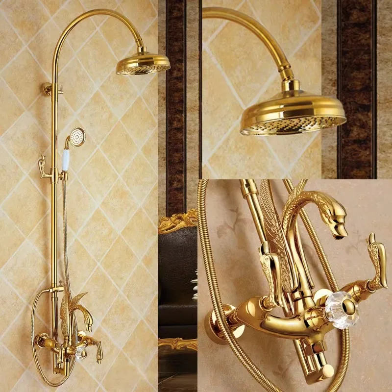 European style villa Seiko Chinoiserie retro swan golden all copper wall hanging type home stay hotel shower shower suit