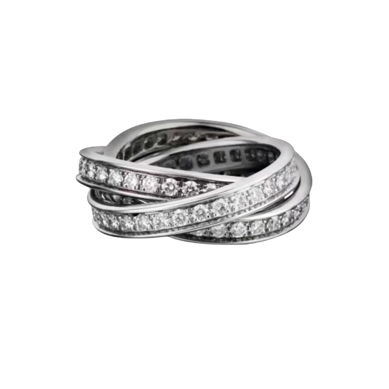 Sterling silver three-ring interlocking ring