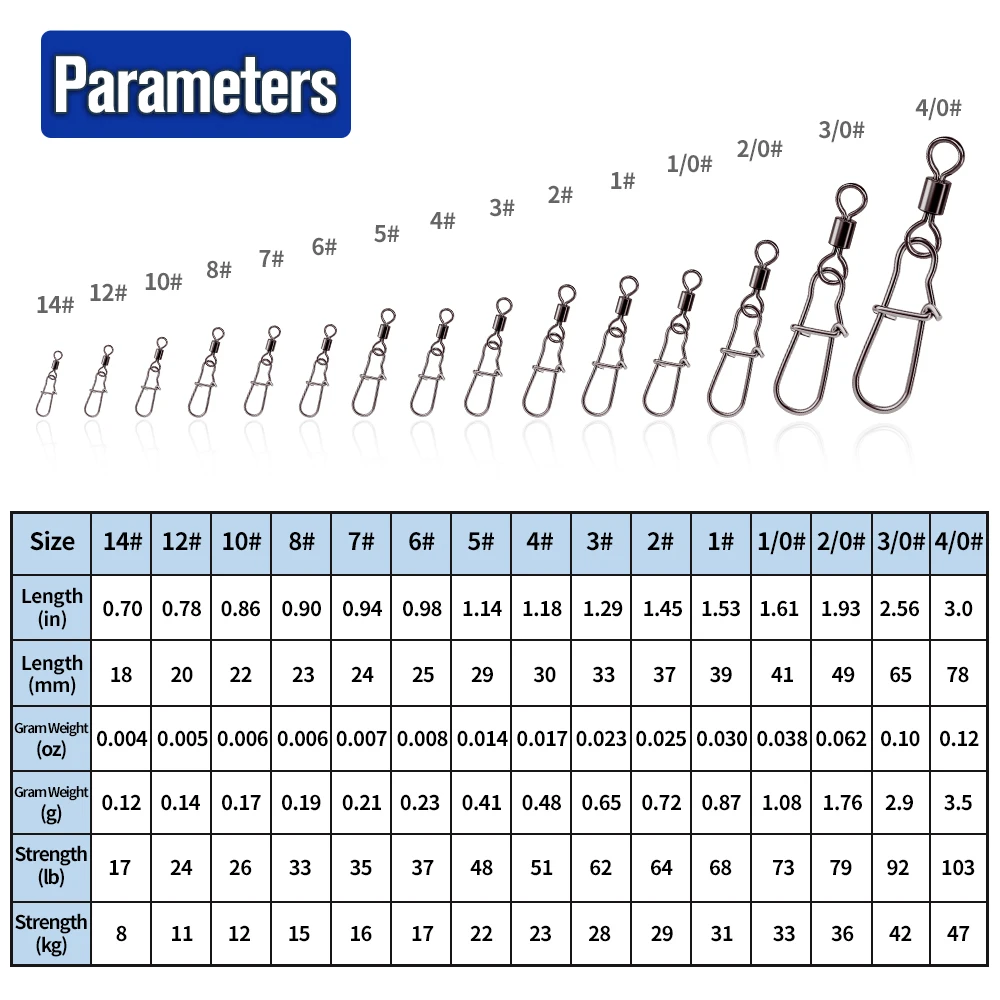 Proberos 50pcs/lot Swivel Enhanced Pin 1-14#Stainless Steel Figure 8 Ring Connector Snap Button Fishing Accessories