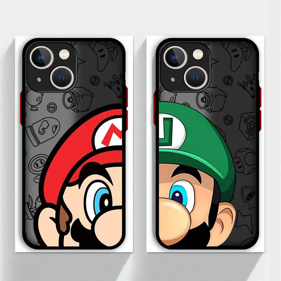 M-Mario Cartoon Cover Phone Case for iPhone 16 Pro 11 12 Mini 13 14 Pro 15 Pro Max 7 8 Plus XR XS MAX Matte Soft