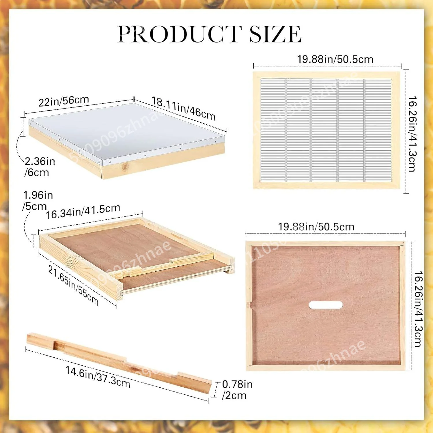 New Automatic Wooden Beehive Accessory Kit with 10 Bee Frames, Retractable Top Cover and Metal Queen Bee Isolator Inner Cover