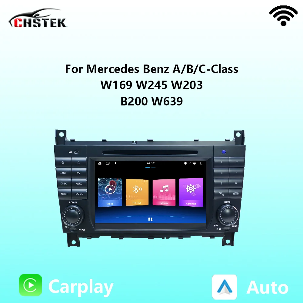 Автомобильный радиоприемник Carplay для Mercedes Benz A/B/C-Class W203 B200 W169 Vito Sprinter W245 W209 CHSTEK Bluetooth5.0 GPS WIFI Android Auto