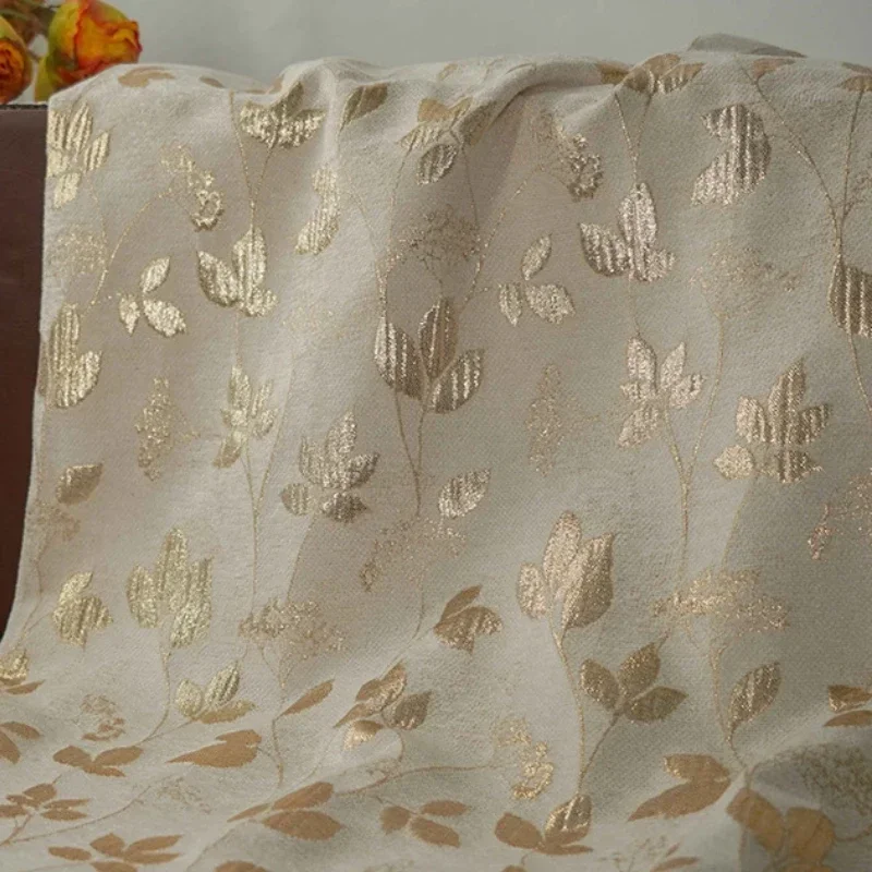 

Gold Silk Yarn-dyed Jacquard Women's Vest Spring Autumn Velvet Dress Shirt Fashion Wholesale Cloth Fabric for Sewing Meters Diy