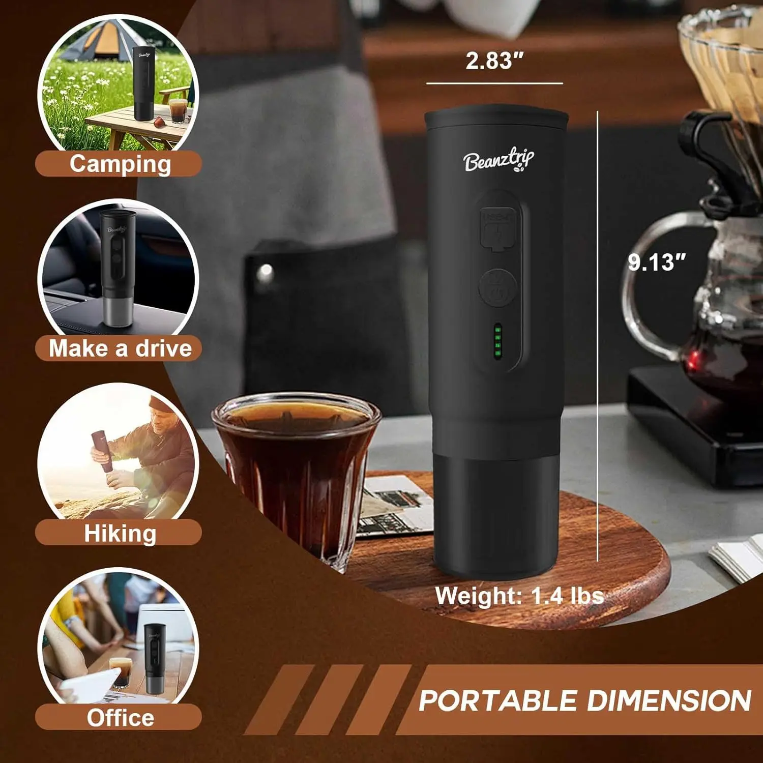 ماكينة اسبريسو محمولة H02 PRO، ماكينة صنع القهوة الكهربائية للسفر تناسب كبسولة NS والقهوة المطحونة، 20 بار قهوة صغيرة للتخييم