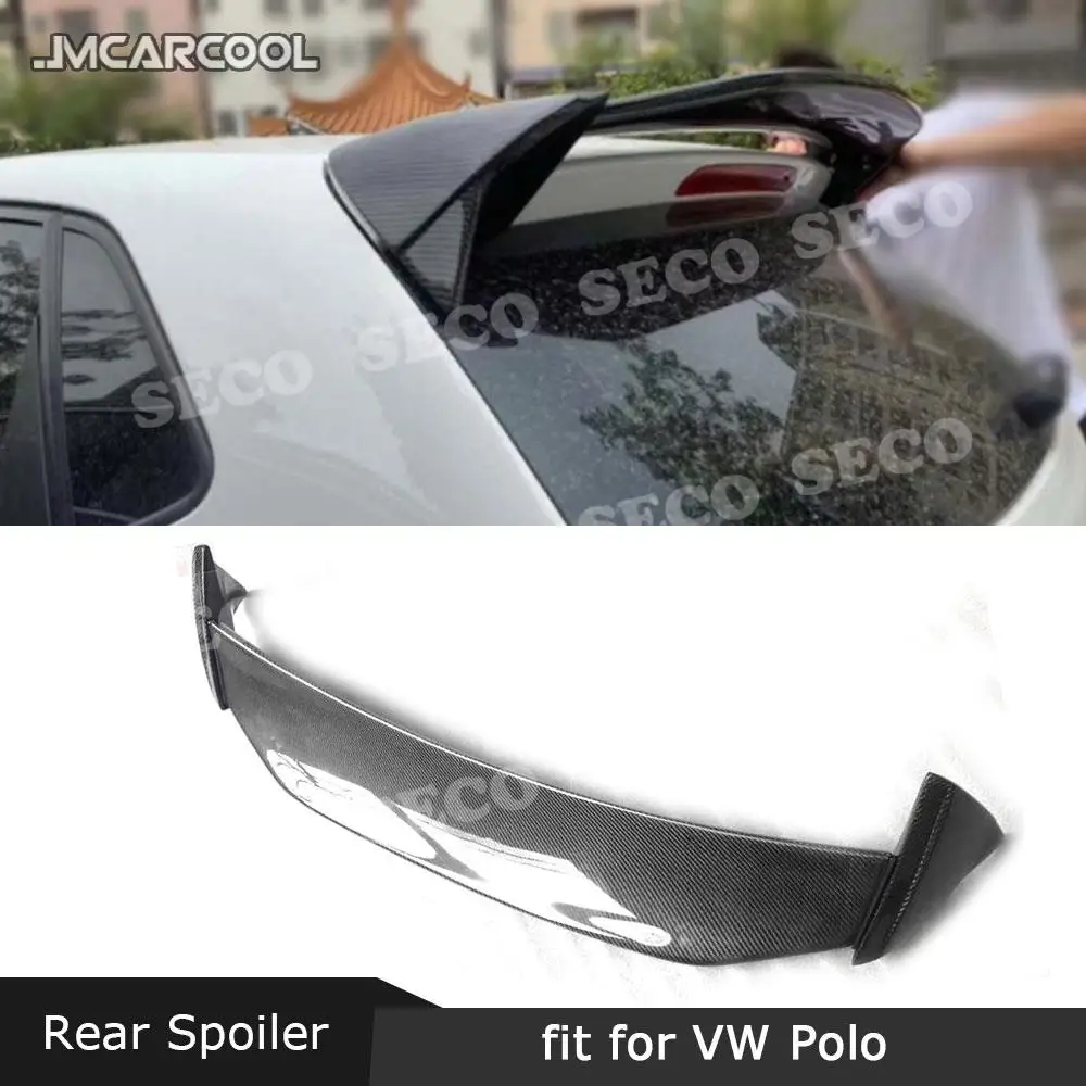 

JMCARCOOL Carbon Fiber Car Rear Roof Spoiler Windshield Lip Wings Spoiler Car Styling For Volkswagen Polo 2014-2018
