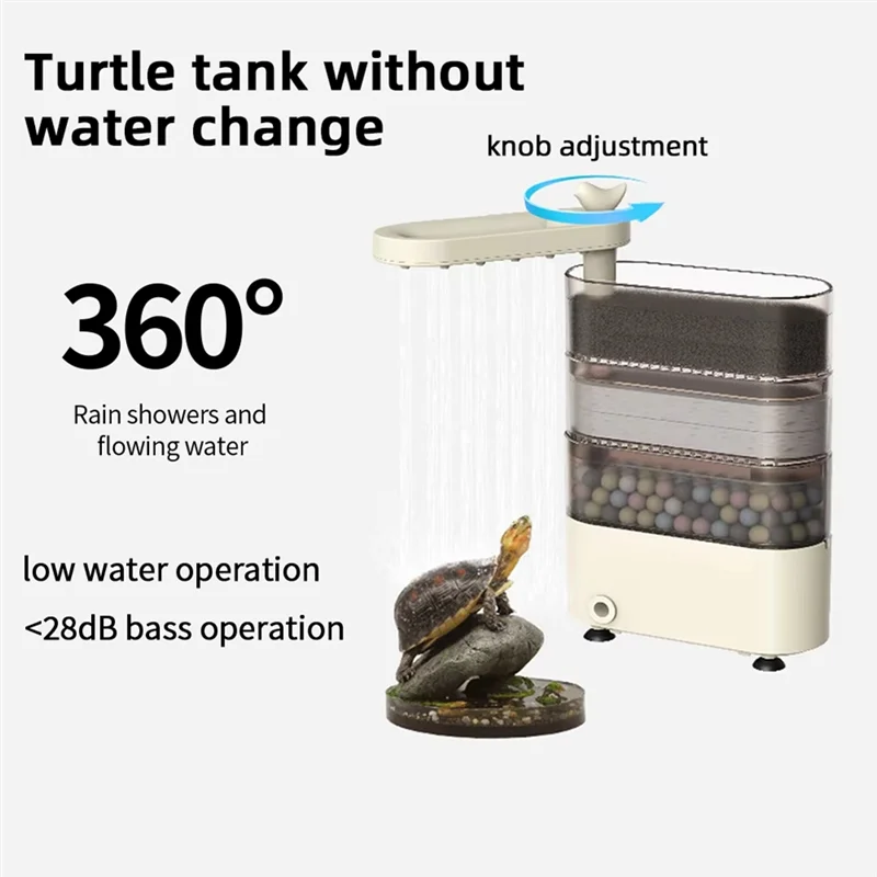 

A51M-Turtle Tank Waterfall Filter Low Water 3-In-1 Suction Purification Recirculating Filter Box Fecal Clean Up