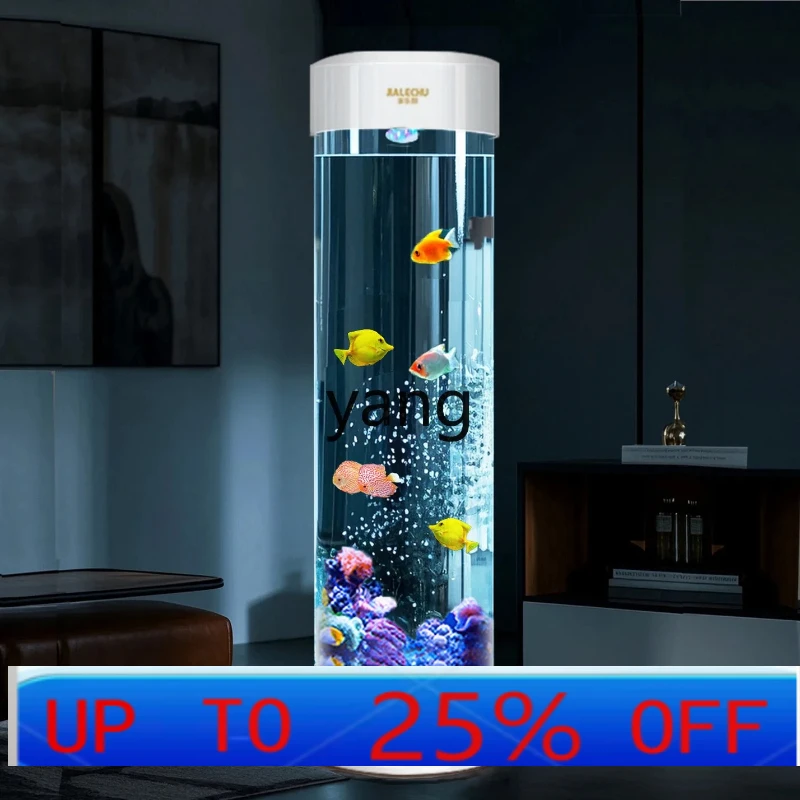 

LH living room small cylindrical floor-to-ceiling vertical acrylic water-free ecological round goldfish tank