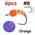 6 piezas de color naranja, talla 8
