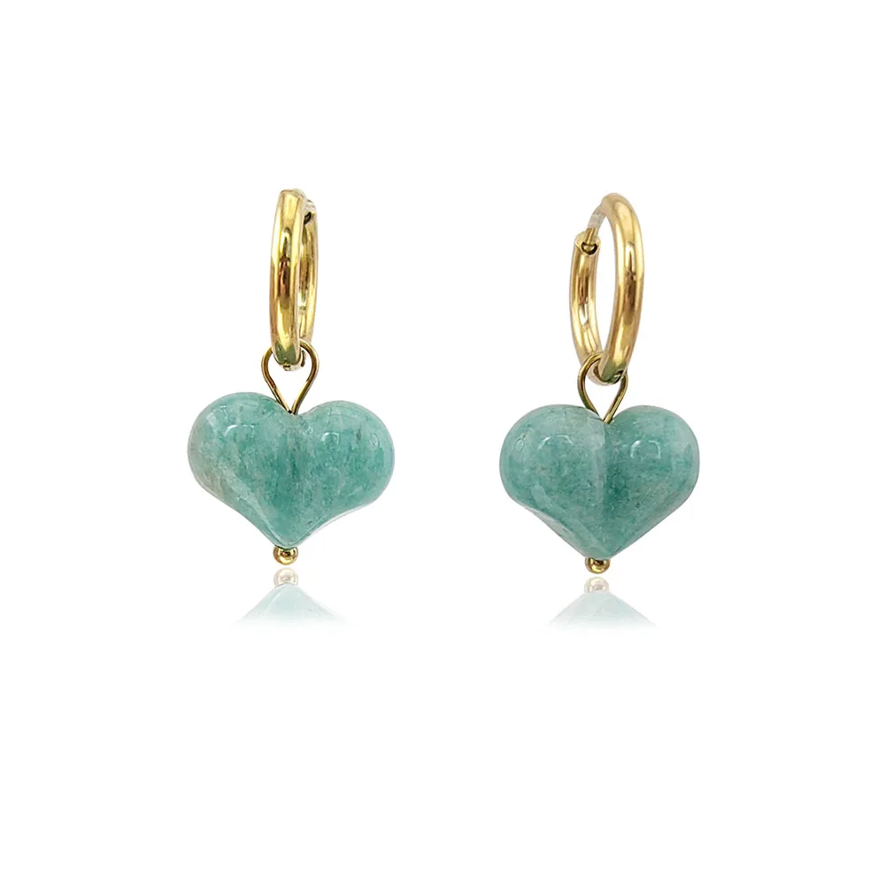 HUIDANG Boucles d'oreilles Spring New In Heart pour femme Boucles d'oreilles créoles en acier inoxydable 316