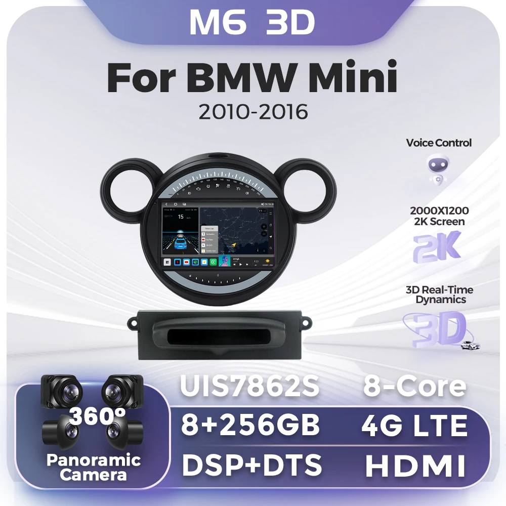 TomoStrong 3D Car Radio Android For BMW Mini Cooper Countryman R60 R61 2010 - 2016 Video Player NAVI GPS Audio 8G 256G No 2Din