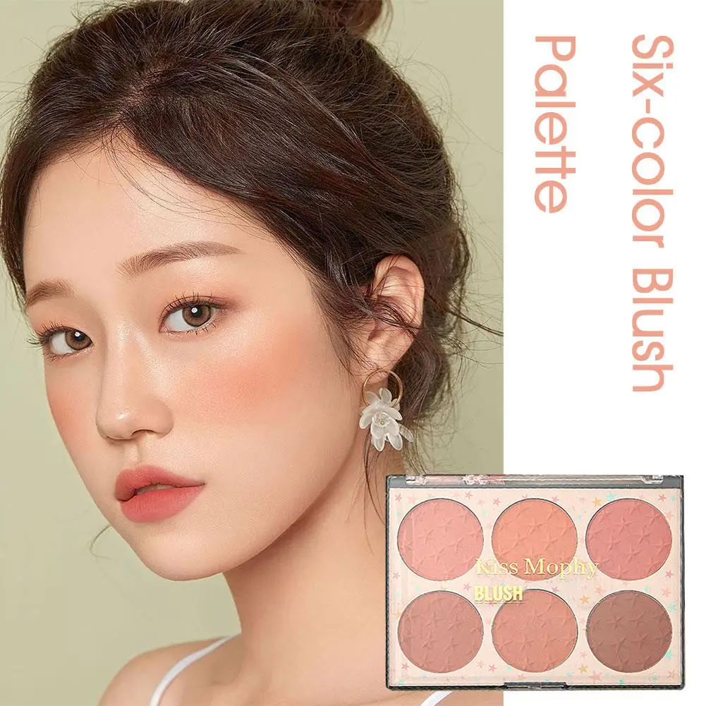 6 Colors Blush Palette - Long-Lasting Pigment, Highlight Bronzer Blush Blush Face Stick Powder, & Palette Makeup U8M0