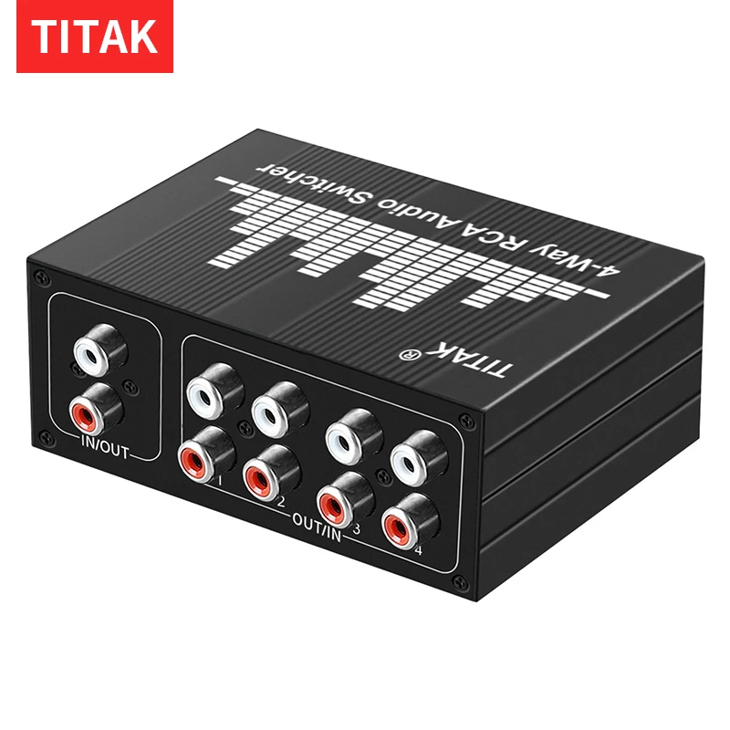4 Way RCA L R Bi Directional Stereo Audio Switcher Passive L R Stereo Switch Selector Box for DVD Stereo Speaker CD Player