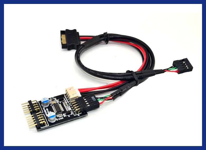 Divisor de concentrador USB 2,0 de 9 pines a Doble Adaptador de 9 pines, placa base elevadora, Conector de cabezal de 9 pines, Cable de extensión de 1 a 2