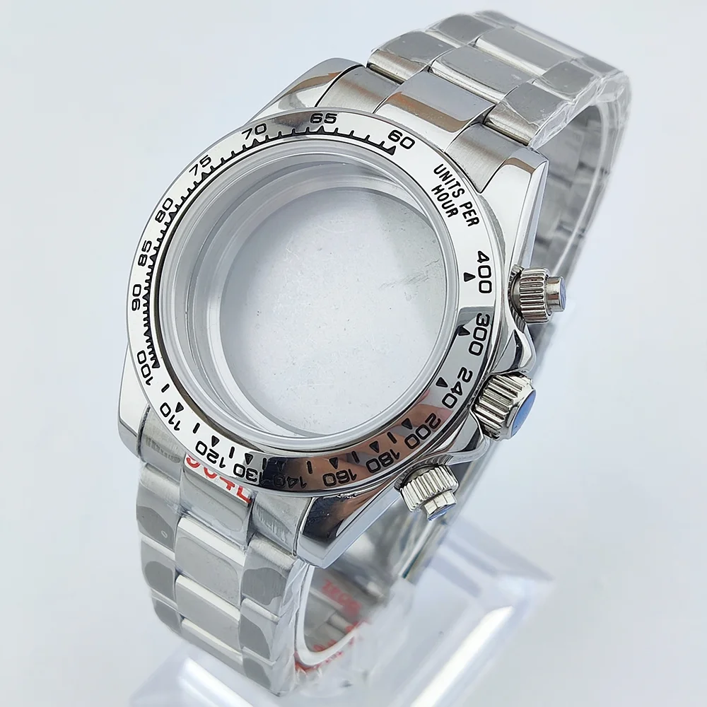 39 مللي متر ساعة حافظة VK63 حافظة الياقوت الزجاج 904l الفولاذ المقاوم للصدأ مقاوم للماء حافظة ساعة رجالي فاخرة يناسب 29 مللي متر حافظة الطلب