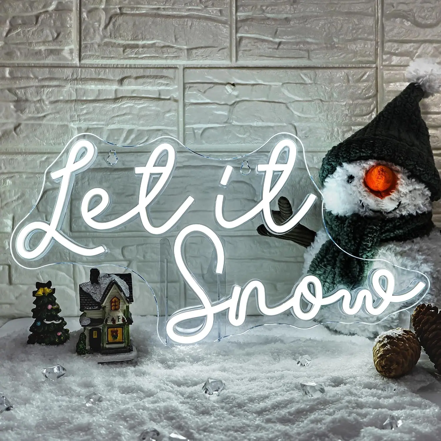 Let It Snow LED Neon Sign USB Powered Wall Light Winter Christmas Decor for Home Window Bar Cafe Xmas Party Atmosphere Lamp