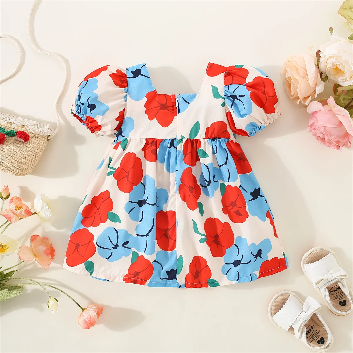 Summer flower girl dress sweet and fashionable new bow princess dress 6 months to 3 years old baby girl