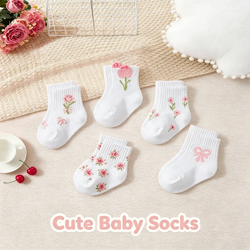 Baby Socks 5 Pairs/lot 0‑4Y Cu - Toddler Sock Set recension och pris