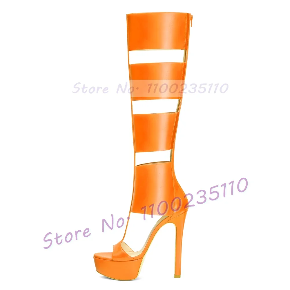 محبوس منصة الركبة عالية صندل أحذية النساء القصاصات T-حزام المصارع المفتوحة تو الصنادل السيدات أنيق عودة سستة خنجر الأحذية #6